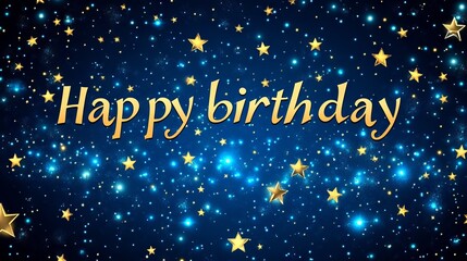 Happy birthday greeting card with stars.