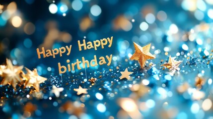 Happy birthday greeting card with stars.
