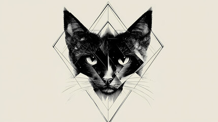 Geometric minimalist art with a focus on symmetry cat. Minimalist Abstract Art. Illustration