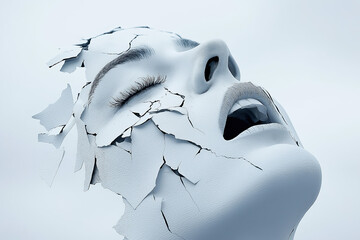 Cracked Face: A Conceptual Image of Emotional Vulnerability