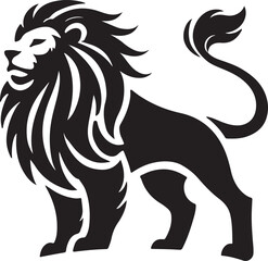 Naklejka premium Lion icon silhouette vector with white background