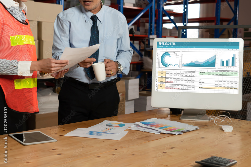 Poster spreadsheet document information financial startup concept. data and graphs in spreadsheet documents