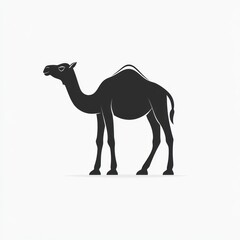 Fototapeta premium Dromedary camel, desert animal silhouette, wildlife illustration, travel poster