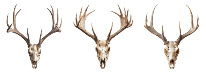 Isolated Deer Skull Collection on Transparent Background for Design