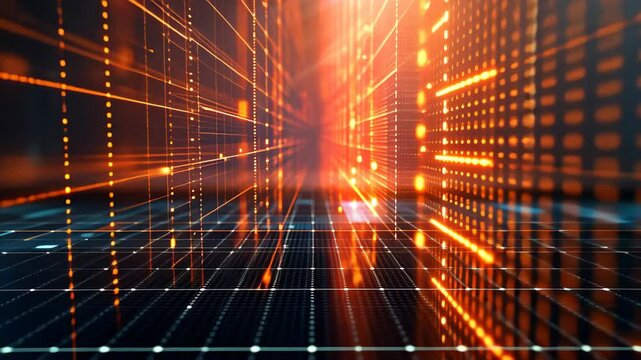 Digital grid: abstract background with a matrix of digital data, Ai Generated.