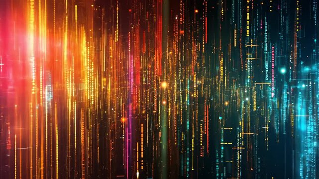 An abstract color matrix background with a ciphered, coded, or alien feeling, Ai Generated.