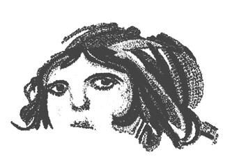 The Gypsy Girl Zeugma Mosaic Sketch Drawing