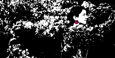 Sketch of Woman in Flowers