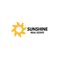 Sunshine logo design represents radiant brightness and innovative light concepts, conveying a modern, professional brand identity corporate image editable vector.