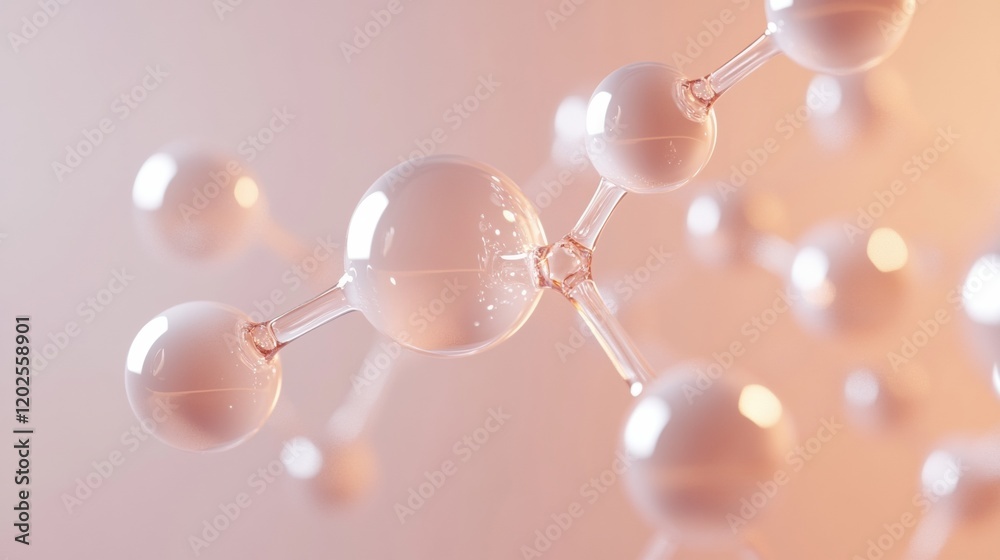Fototapete floating glass molecules in an abstract science background with soft pastel colors and gentle lighti