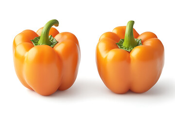 Two orange habanero peppers isolated on a white background