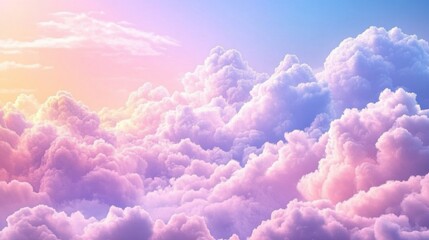 Fototapeta premium Dreamy pastel sky with fluffy clouds