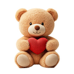 Obraz premium Cute Bear Holding Heart on Transparent Background Design