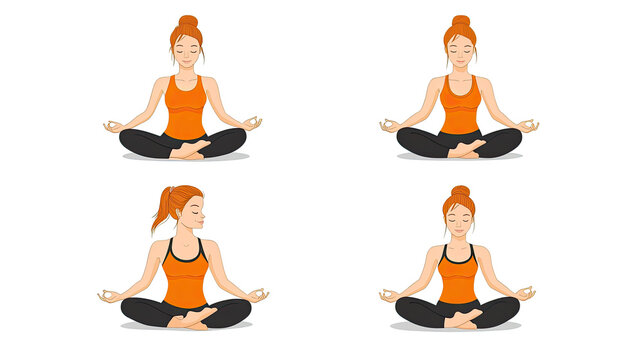 Yogi Women Relaxing in Meditation on a Clear Background Generative AI