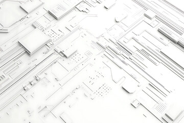 White geometric modern technology design isolated on a white background