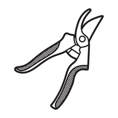 black and white image, vector, simple twig shears