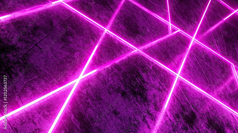 Poster futuristic text editor with vibrant purple neon lines on a sleek black background