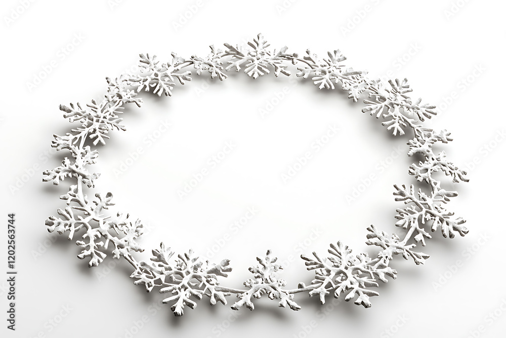 Poster white snowflakes border frame isolated on a white background