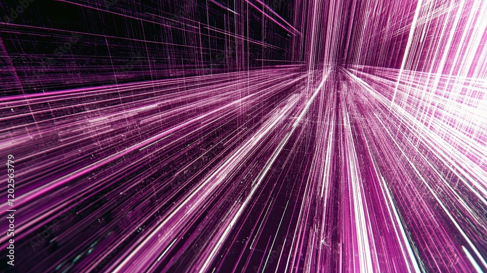 Poster Futuristic Text Editor Visualization With Purple Neon Lines on a Sleek Black Canvas