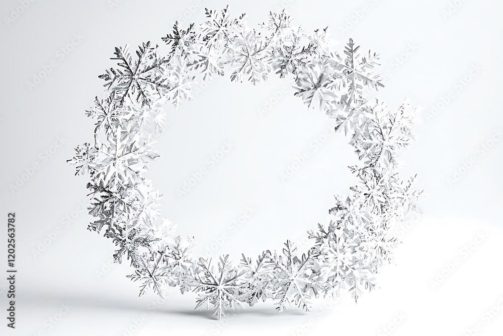 Poster white snowflakes border frame isolated on a white background