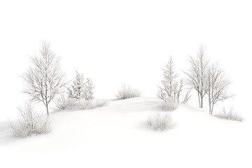Snow landscape isolated on a white background