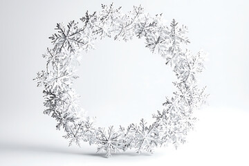 White snowflakes border frame isolated on a white background