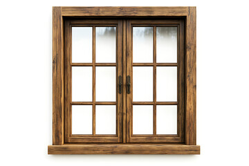 Wooden window isolated on a white background