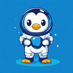 Cute penguin astronaut space adventure (1)