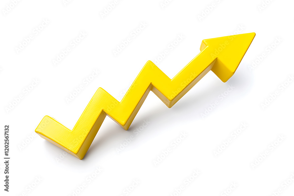 Aufkleber yellow upward arrow graph showing rising trend isolated on a white background