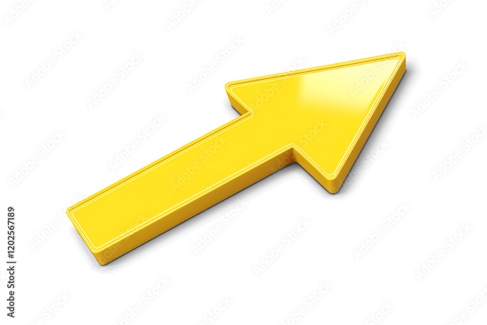 Poster yellow upward arrow graph showing rising trend isolated on a white background