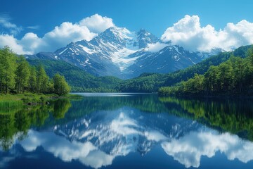 Fototapeta premium Magnificent northern lights in green hues illuminating the night sky.