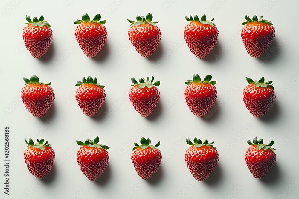 Poster set of strawberries isolated on a white background