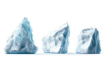 Fototapeta premium Set of three icebergs isolated on a white background