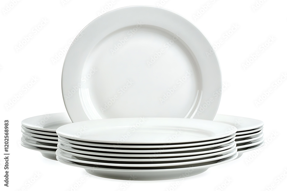 Poster set of white plates isolated on a white background