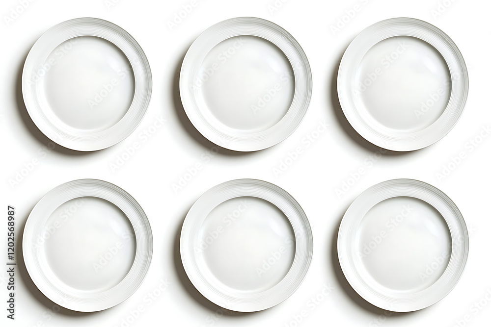 Poster set of white plates isolated on a white background
