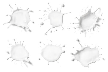 Set of milk splashes isolated on a white background