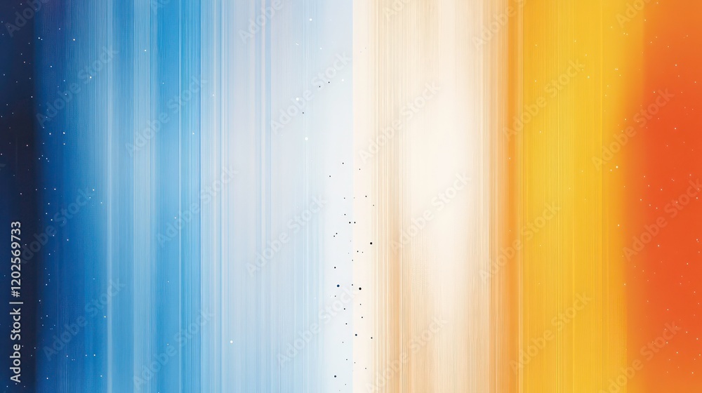 Fototapete Abstract background with vertical color stripes transitioning from blue to orange, featuring subtle speckles.