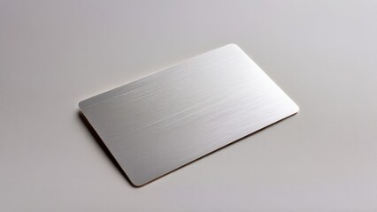 Modern brushed metal card on a neutral grey backdrop for professional branding.