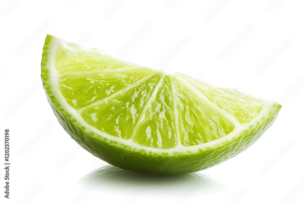 Poster Slice of lime isolated on a white background
