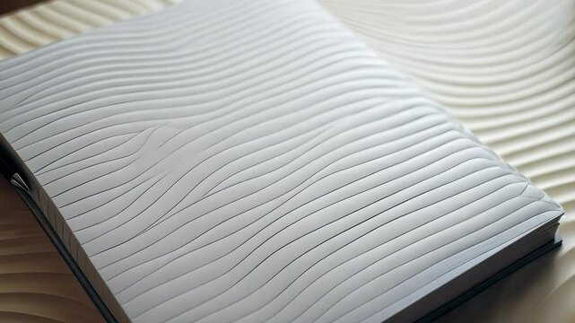 Elegant white notebook on textured wooden surface