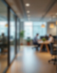 Fototapeta premium Photo blur background of modern office interior design contemporary workspace for creative business