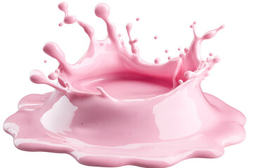 Splash of pink milky liquid similar to smoothie, yogurt or cream isolated on a white background