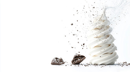   An ice cream cone with a bite taken out of it and a bite taken out of it and a bite taken out of it