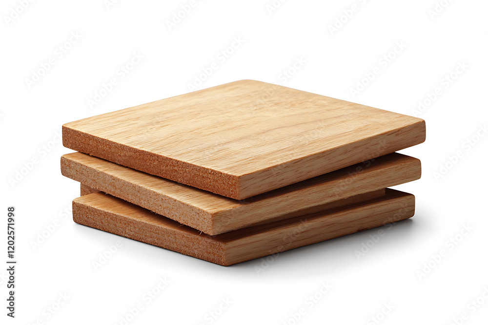 Poster stack of wood boards isolated on a white background