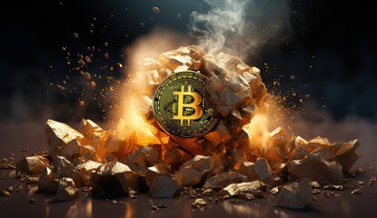 Bitcoin. Golden bitcoin, cryptocurrency, Electronics, finance, money, symbol, Blockchain