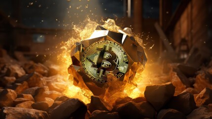 Bitcoin. Golden bitcoin, cryptocurrency, Electronics, finance, money, symbol, Blockchain