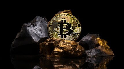 Bitcoin. Golden bitcoin, cryptocurrency, Electronics, finance, money, symbol, Blockchain