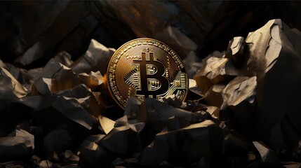 Bitcoin. Golden bitcoin, cryptocurrency, Electronics, finance, money, symbol, Blockchain