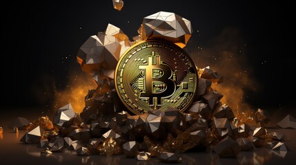 Bitcoin. Golden bitcoin, cryptocurrency, Electronics, finance, money, symbol, Blockchain