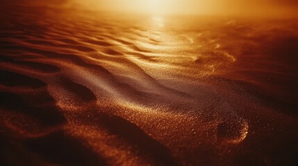 Golden desert sunset, sand dunes texture, background image for travel or nature
